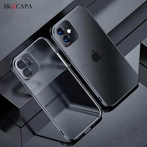 For iPhone 12 Mini Case Clear Ultra-Thin Full Plating Silicone Phone Case iPhone 12 11 Pro XS Max SE 2020 Shockproof Matte Cover