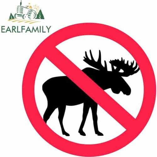 EARLFAMILY 13cm x 13cm for Elk Prohibition Sign Car Stickers Vinyl JDM Bumper Trunk Truck Graphics Waterproof Anime Accessories