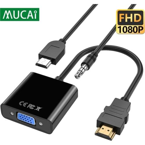 MUCAI 1080P HDMI-compatible To VGA Cable Converter HDMI Male To VGA Famale Converter Adapter Digital Analog for laptop PC TV PS4