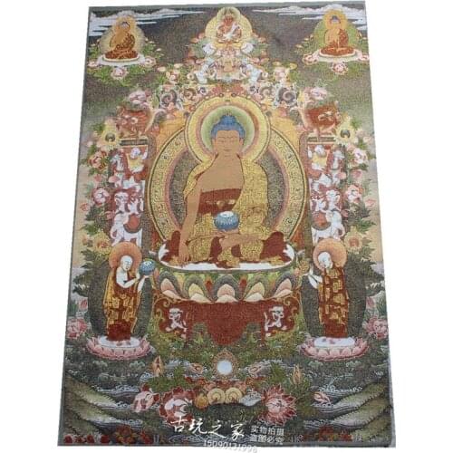 36 inch china Tibet embroidery Silk fengshui Medicine Buddha statue Tangka Thangka Paintings Mural