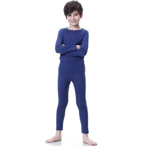 100% Merino wool kids thermal underwear set thicker 260 GSM long johns boys girls in winter