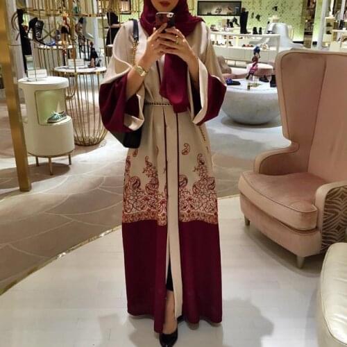 Fashion Muslim Print Abaya Full Dress Cardigan Kimono Long Robe Gowns Tunic Jubah Middle East Ramadan Arab Islamic Cloth Wj1881