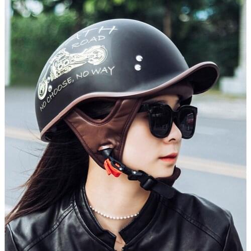 Motorcycle Retro Half Helmet Motorcycle Adult Helmet Motorbike Scooter Vintage Half Face Biker Motorbike Crash Moto Helmet