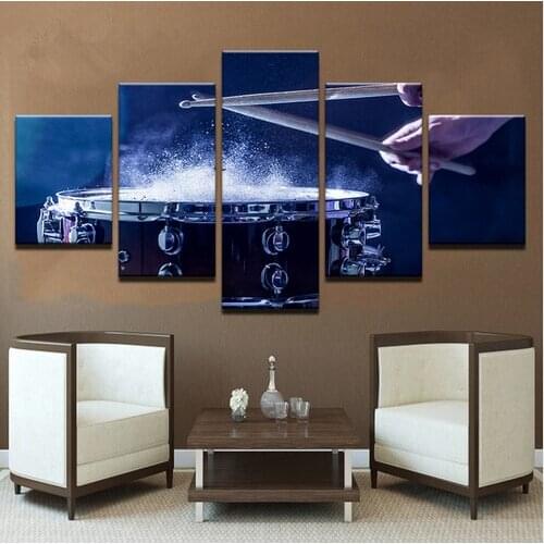 Wall Art Canvas Paintings Modular Home Decor HD Prints 5 Pieces Drums Pictures Musical Instruments Posters Living Room Framework