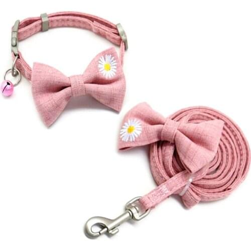 Dog Cat Collar Leash Adjustable Pet Bowknot Collar for Cat Puppy Small Pets Outdoor Walking Chihuahua Yorkshire Terier Kitten