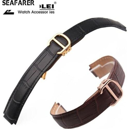 18*11mm 20*12mm High Quality Genuine Leather Strap For Deployment Clasp Watch Band Black& Brown Men Women WATCHBANDS