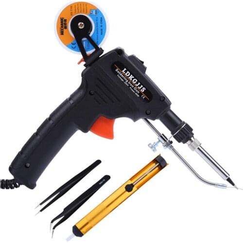 110V/220V 60W Hand-held Send Tin Solder Gun Electric Soldering Iron Kit Desoldering Pump Tweezers Solder Wire Welding Tools