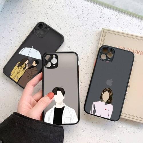 Hand art daisy Love heart butterfly Phone Case For iPhone 12 11 Mini Pro XR XS Max 7 8 Plus X Matte transparent cover