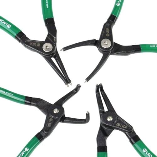 LAOA Circlip Plier 5 Inch Multi-functional Curved Straight Tip External Internal Pliers