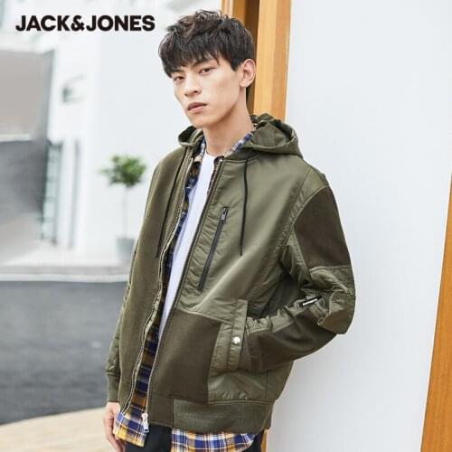 Jack Jones Woolen Hooded Stitching Color baseball Jacket Coat 219327512