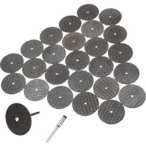 SHGO HOT-25 PCS 32mm Resin Cutting Wheel Discs Set Kit + 1 Mandrel For Rotary Tool