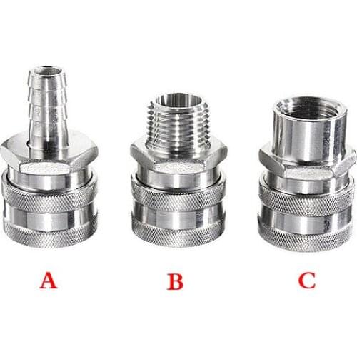 2 Pcs 1/2 NPT Thread / Barb Hose Female Quick Disconnect Fittings Connector Food Grade For Home Beer Brewing 304 Stainless Steel