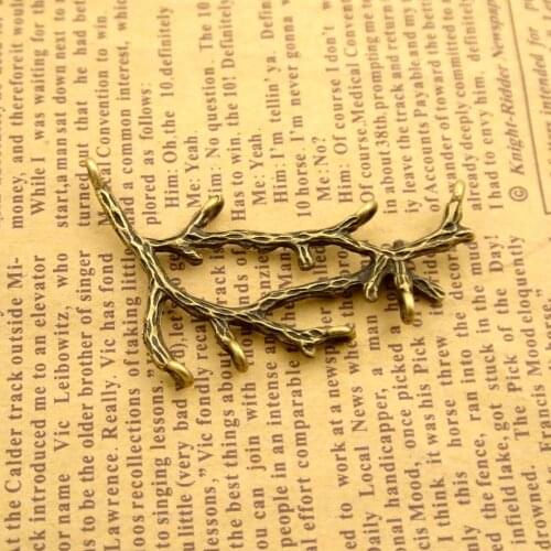 6pcs Twig Branch Holes Connector Antique Bronze Tone , Handmade Necklace Aesthetic Accessories,Charms Findings Jewelry Making