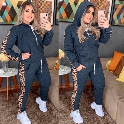 Tracksuits Womens Two Piece Set Sports Suit Women Leopard Oversized Hoodie And Pants Casual Winter Hoodies For Sportswear Suit