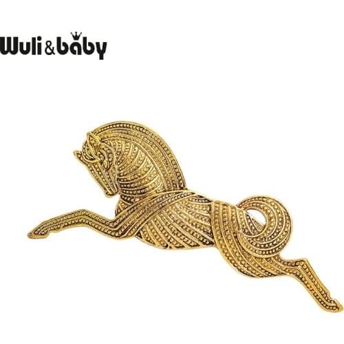 Wuli&baby Vintage Metal Running Horse Brooch Pins Trendy Fashion Women Brooches Gift 2021
