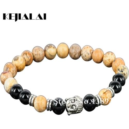 High Quality Picture Gems Stone Beads Bracelet,8mm Black Onyx Beads Bracelet Buddha Bead Yoga Bracelet