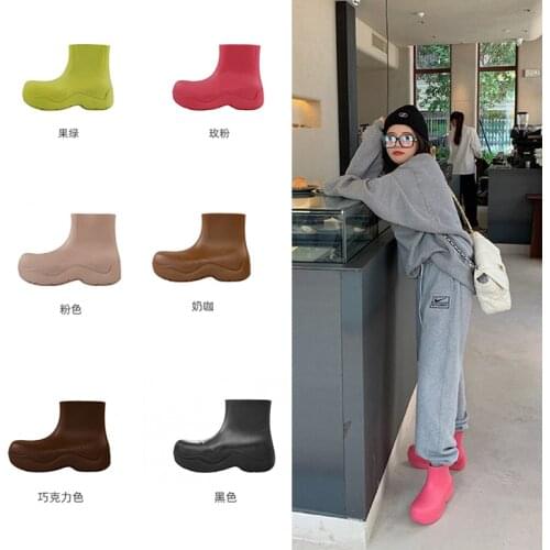Womens shoes candy color rain boots fashion outer wear water shoes short boots thick-soled plus velvet waterproof rain boots