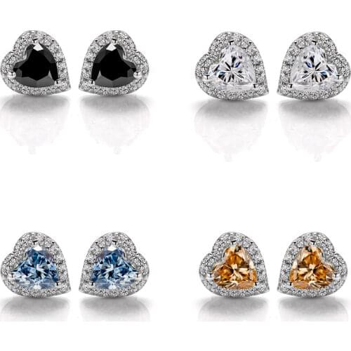 BOEYCJR 925 F color Halo Heart cut 0.5ct 5*5mm Moissanite VVS Fine Jewelry Diamond Stud Earring With certificate for Women