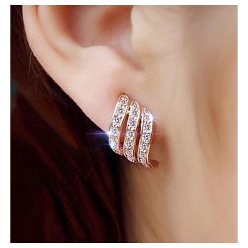 Korea Design Rhinestone Clip On Earrings No Hole Womens Simple Elegant Style Ear cuff Bridal Wedding Party Earrings Jewelry