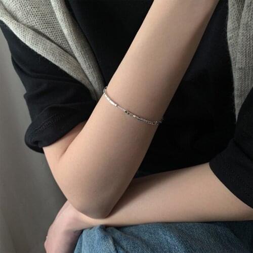 VENTFILLE 925 Sterling Silver Couples Bracelets Summer New Trendy Vintage Elegant Glossy Geometric String Party Jewelry 2021 New