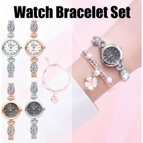 1PCS watch + 1PCS bracelet LVPAI Fashion Ladies Watch Korean Diamond Alloy Bracelet Watch Set horloge dames All-match New #N03