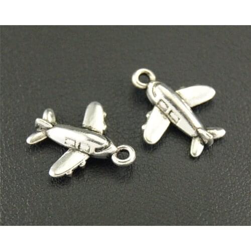 10pcs Silver Color Metal Alloy Newest Cute Silver Color Airplane Charm Bracelet Necklace Jewelry Making Handmade A1189