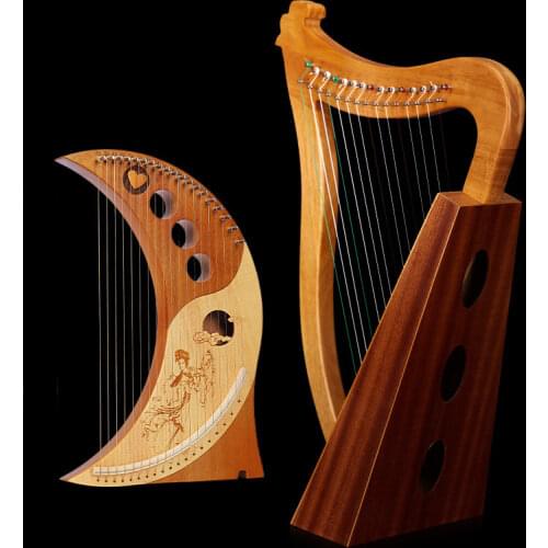 Celtic Case Music Harp Instrument Kit Small Lyre Harp 19 String Solid Wood Mahogany Frends Lira Musikinstrumente Decor HX50SQ