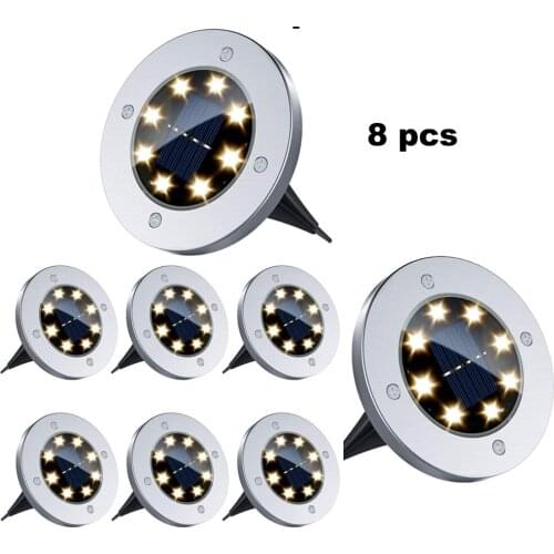 2-8pcs 8 led Solar Power Buried Light Under Ground Lamp Outdoor Path Way Garden Decking MUQGEW Purchasing wholesale CSV smart on
