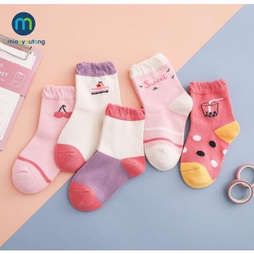 5 pairs/lot Quality Cherry Fruit Cartoon Thick Cotton Knit Baby Socks Childrens Socks For Girls Kids Socks For Boys Miaoyoutong