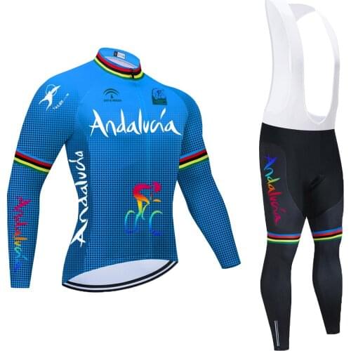 Andalucia Cycling Jersey Set Long Sleeve Breathable MTB Bike Clothes Wear Bicycle Cycling Clothing Ropa Maillot Ciclismo