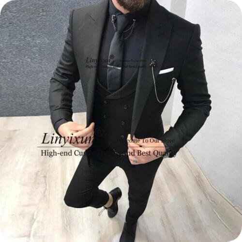 Black Men Suits Men For Wedding Suit Man Business Bridegroom Custom Made Costume Slim Fit Formal Best Groom Tuxedo Blazer