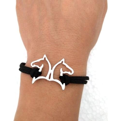 Hzew Couple horse Bracelets two horse two colors gold and silver color bracelet for Couple
