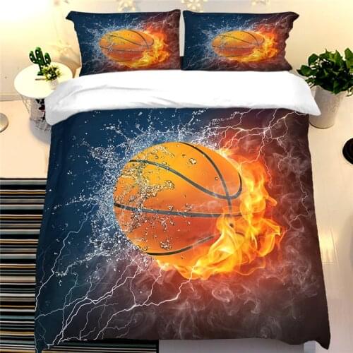 3D Duvet Cover Set Fire Water Basketball Single Double Bedding Set Twin Full Queen King Size Quilt Cover Set For Boys Kids Child