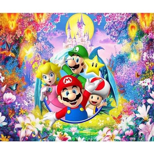 Carton Mario Pre-Printed 11CT Cross Stitch DIY Embroidery Complete Kit DMC Threads Knitting Sewing Craft Handiwork Decor
