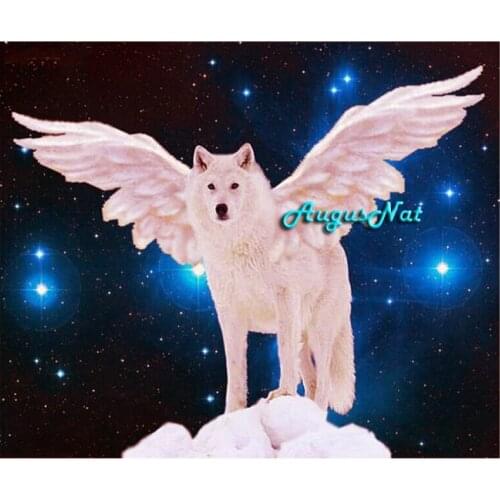 Flying wolf diamond painting cross stitch angel animal wall art picture diamond dotz decal diamond stickers scenery needlework