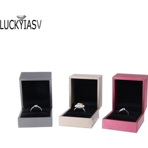 Brushed PU Leather Ring Box Jewelry Storage Box Gift Box For Ring Jewelry Wedding Gift Box Birthday Ring Box Free Shipping