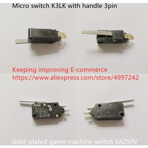 Original new 100% micro switch K3LK with handle 3pin gold-plated game machine switch 3A250V