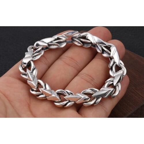 Mens Solid 925 Sterling Silver retro punk rock Link Bracelet bangle Chain Jewelry A4584
