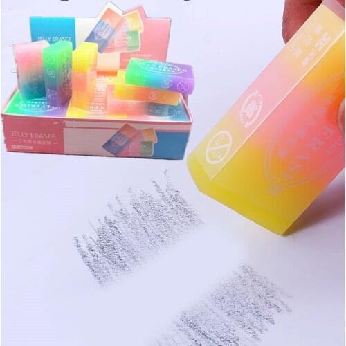 Soft Jelly Color Eraser Three Color Gradient Flexible Correction Pencil Eraser Rubber for Kids School Stationery Office Drawing