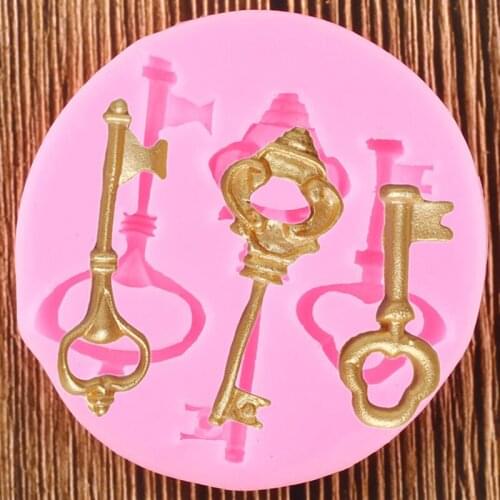 Retro Key Silicone Molds Cupcake Topper Fondant Mould Cake Decorating Tools Candy Polymer Clay Chocolate Gumpaste Moulds