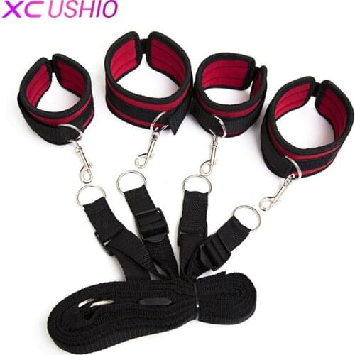 Adult Game Bdsm Bondage Under Bed Restraint Belt Sex Nylon Hand Ankle Cuffs Bed Love Kit Sex Toys for Couples