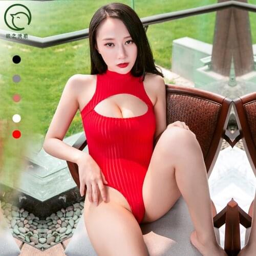 High Cut Thong Bikini Bodysuit Japanese Kawaii Cosplay Swimsuit Sukumizu Column Bar Erotic Lingerie Straitjacket Nightclothes