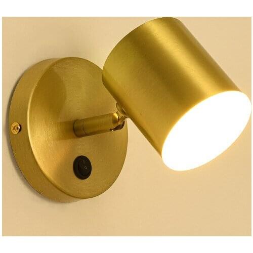 All Copper Nordic Bedroom Bedside Wall Lamp Minimalist Led Living Room Background Wall Light Aisle Corridor Stairwell Lighting