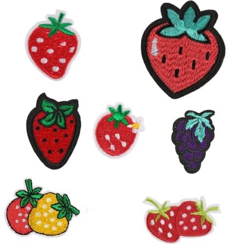 Embroidered Cloth Stickers Clothing Accessories Badge Patch Stickers Strawberry Fruit Grape Yellow Red