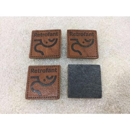 Custom leather labels for jeans, bags, shoes in high quality, artificial leather label, debossed/engraved logo