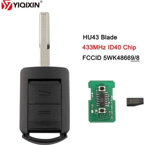 YIQIXIN 2 Button Remote Car Key 433Mhz ID40 Chip 5WK48668 For Opel Vauxhall Corsa C Meriva Agila Tigra Astra Combo Van