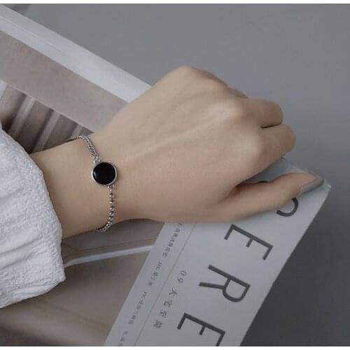 Vintage Korean 925 Sterling Silver Round Bead Charm Bracelet &Bangle For Women Wedding Jewelry SL307