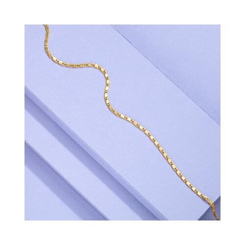 24k Gold Necklace for Women Fashion Simple Single Chain Elegant Charm Chain for Wedding Gift Fine Jewelry Necklace Gold Collares