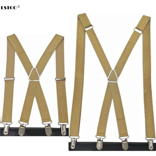 Parents-Kids Gold and Silver Suspenders Adult Children Strong 4 Clips Adjustable Suspender Family Accessories
