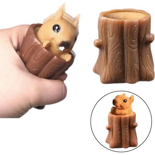 1pc Stress Relief Anti-anxiety Toy Squeeze Squirrel Cute Toys Relaxation Trick Toys for Kids & Adult Age 3+ Brown Trick Toy